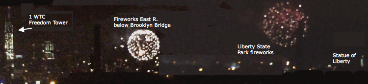 Macy's fireworks, Liberty State Park, Statue of Liberty, 1 World Trade Center, Jersey City