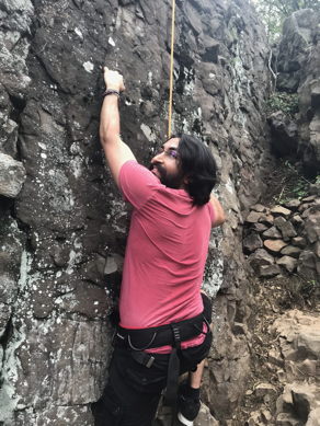 Carlos Silkcarp rock climbing
